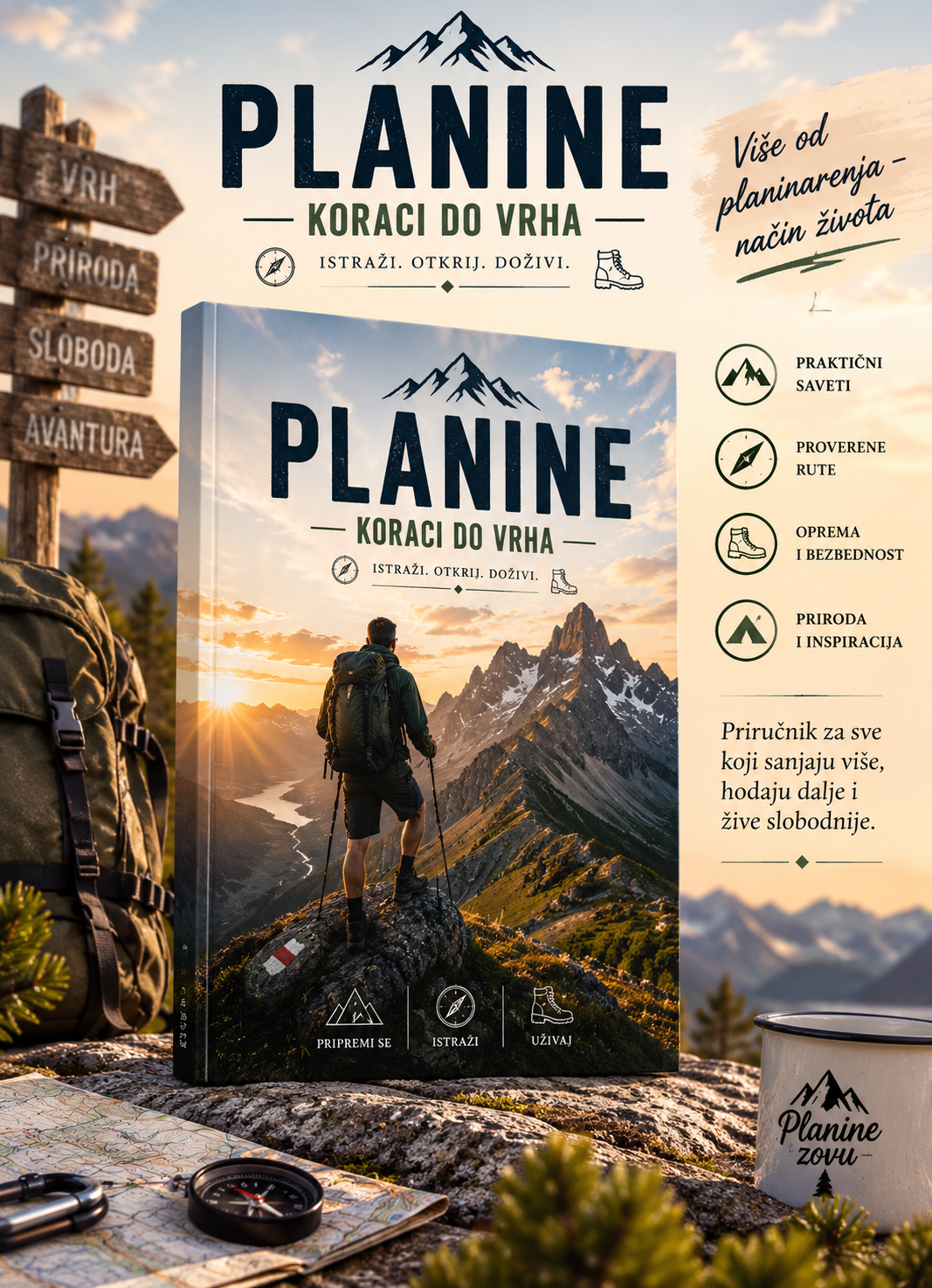 PLANINE - KORACI DO VRHA  Priručnik za ljubitelje planinarstva, hikinga i boravka u prirodi